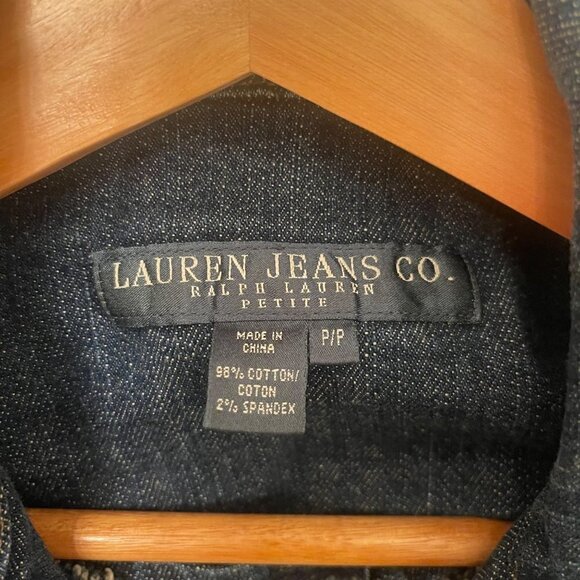 LAUREN JEANS CO by RALPH LAUREN Dark Blue Embroidered Denim Jacket Size P/P - Picture 3 of 8